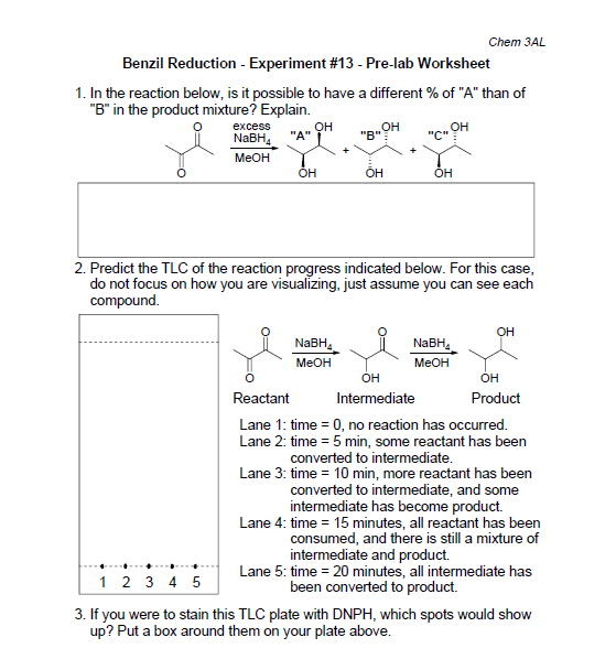 Solved Chem Al Benzil Reduction Experiment Pre Lab Chegg