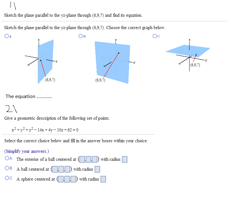 Solved Sketch The Plane Parallel To The Yz Plane Through Chegg