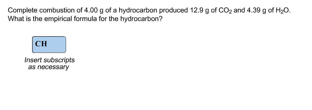 How do you find the empirical formula of a hyrdrocarbon?