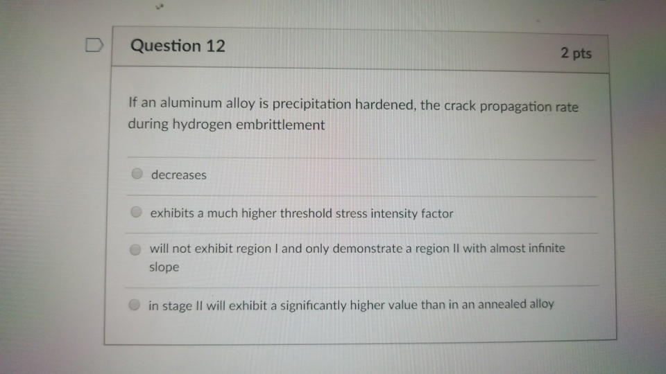 Solved D Question Pts If An Aluminum Alloy Is Chegg