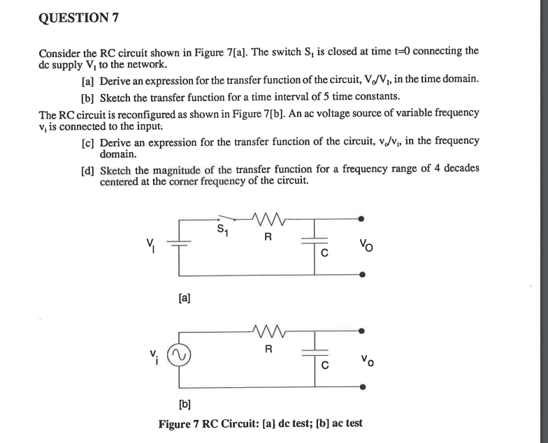 Solved QUESTION 7 Consider The RC Circuit Shown In Figure Chegg