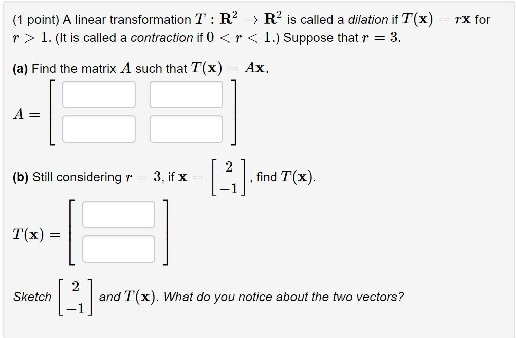 Solved 1 Point A Linear Transformation T R2 R2 Is Chegg