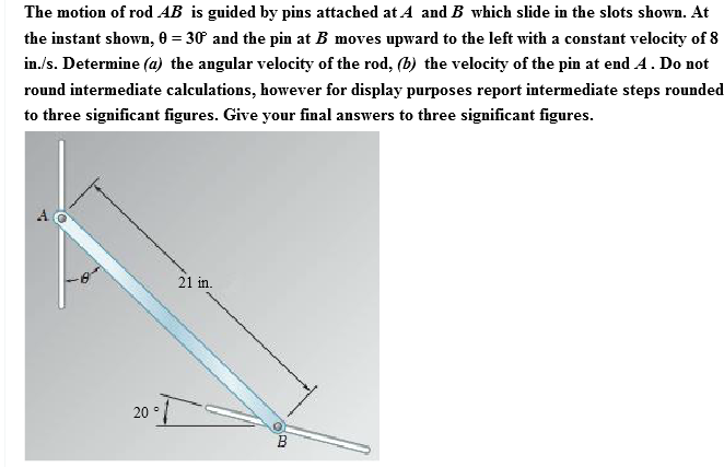 Solved The Motion Of Rod AB Is Guided By Pins Attached At A Chegg