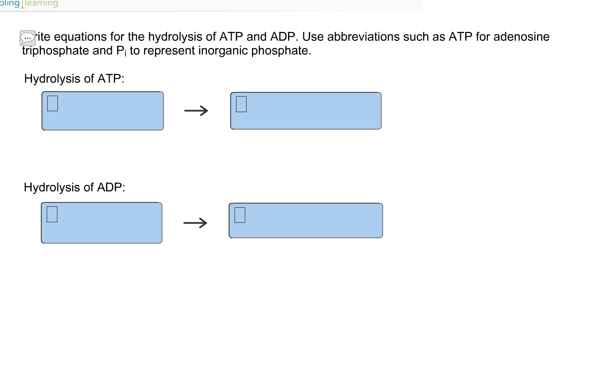 Solved Write Equations For The Hydrolysis Of Atp And Adp Chegg