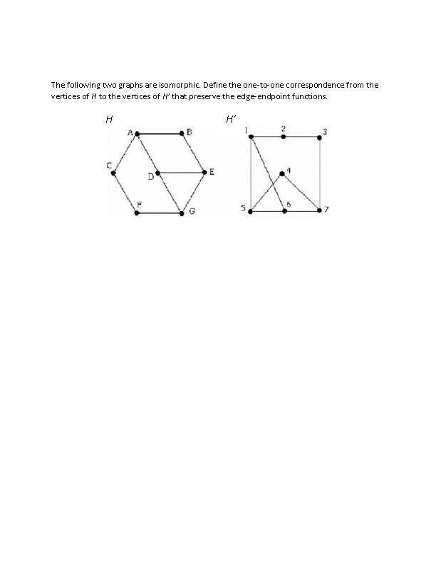 Solved The Following Two Graphs Are Isomorphic Define The Chegg