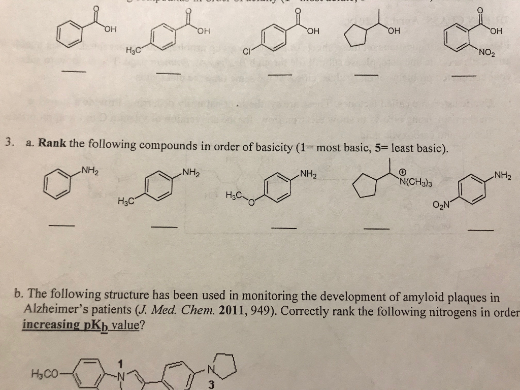 Solved NO2 Cl 3 A Rank The Folowing Compounds In Chegg