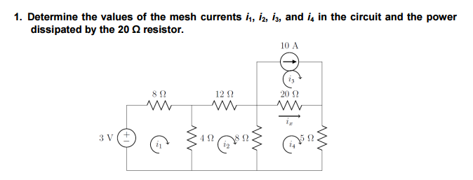 Solved Determine The Values Of The Mesh Currents I1 I2 I3 Chegg