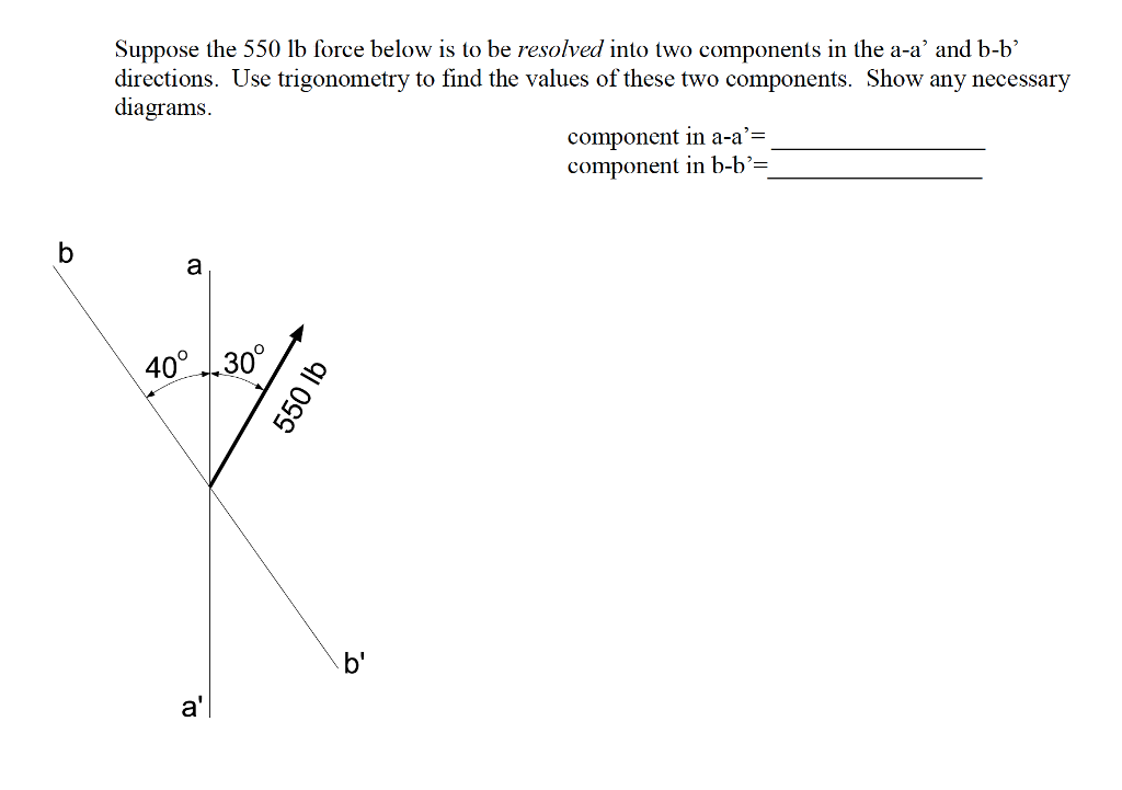 Solved Suppose The 550 Lb Force Below Is To Be Resolved Into Chegg