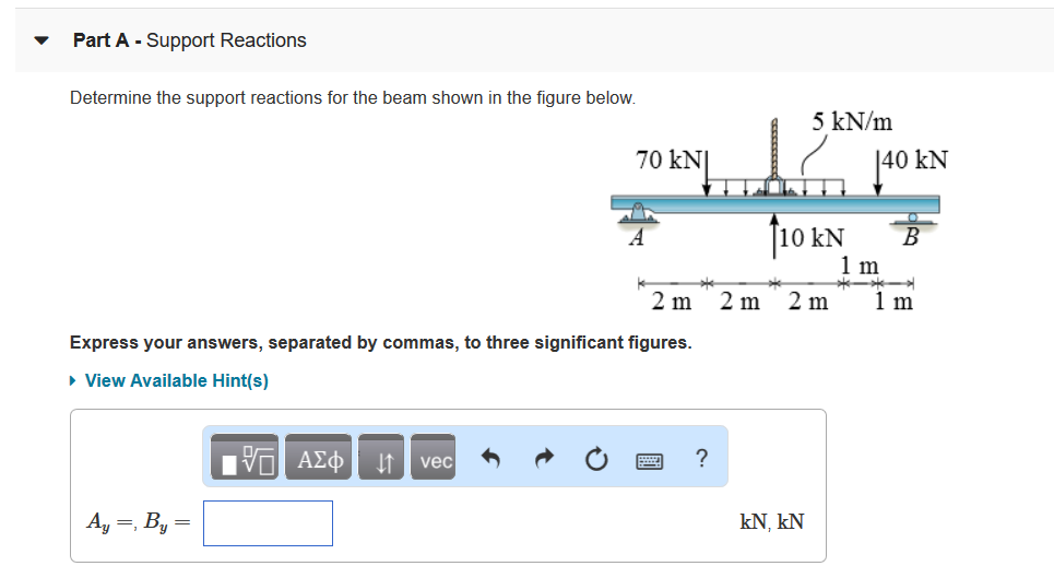 Solved Part A Support Reactions Determine The Support Chegg