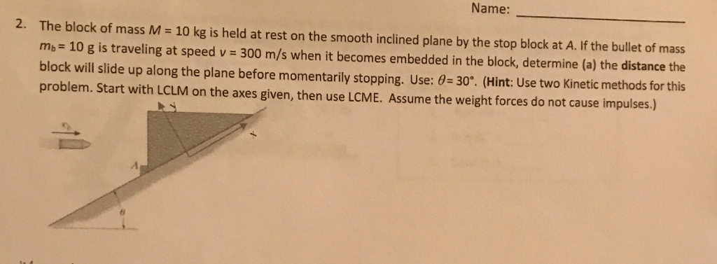 Solved The Block Of Mass M Kg Is Held At Rest On The Chegg