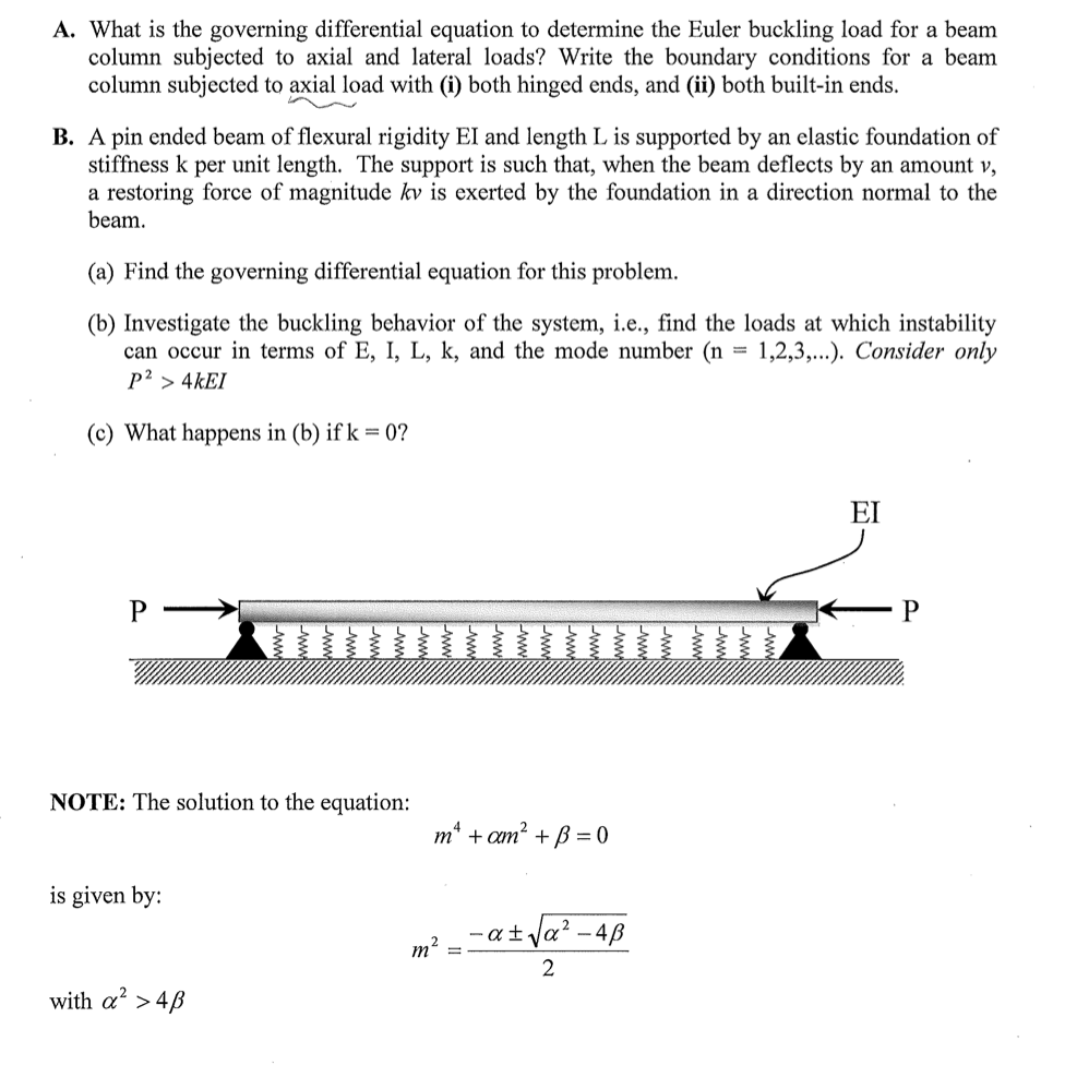 Solved A What Is The Governing Differential Equation To Chegg