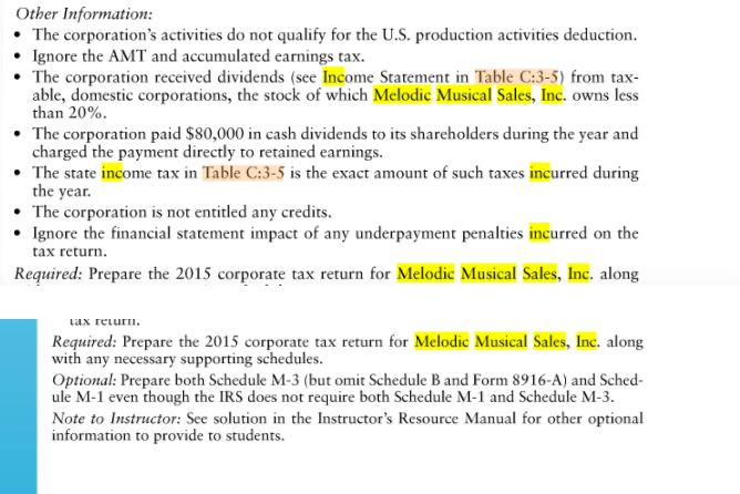 TAX FORM RETURN PREPARATION PROBLEMS Melodic Musical Chegg