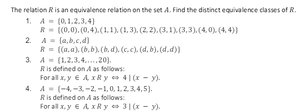 equivalence class relation set