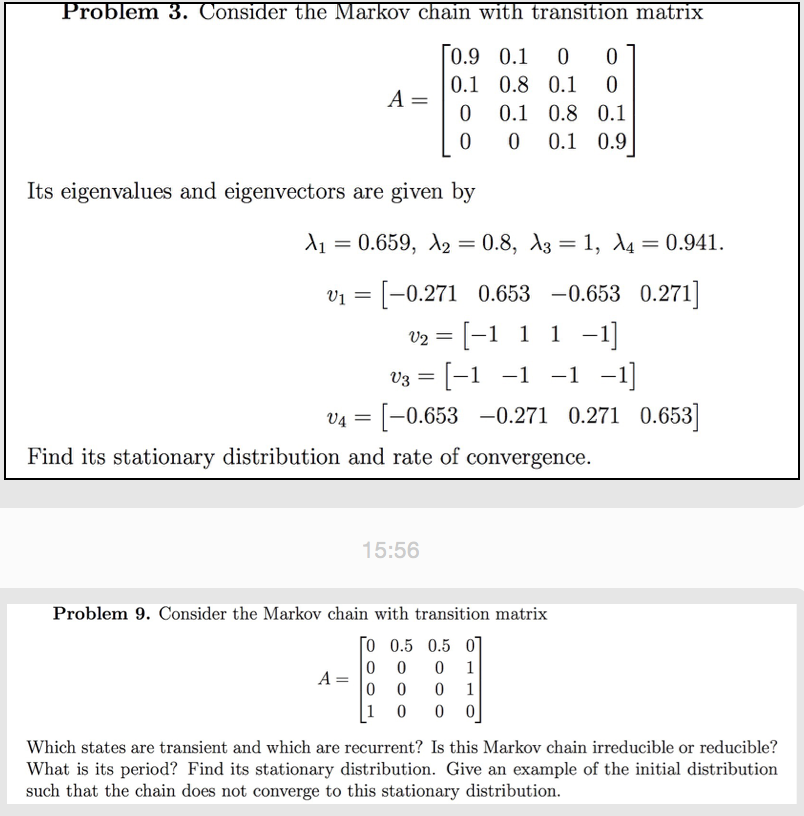 Consider The Markov Chain With Transition Matrix Its Chegg