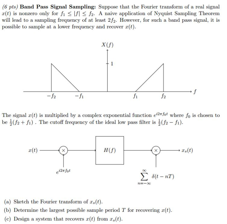 Solved Band Pass Signal Sampling Suppose That The Fourier Chegg