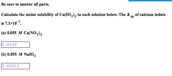 Solved Calculate The Molar Solubility Of Ca Io In Each Chegg