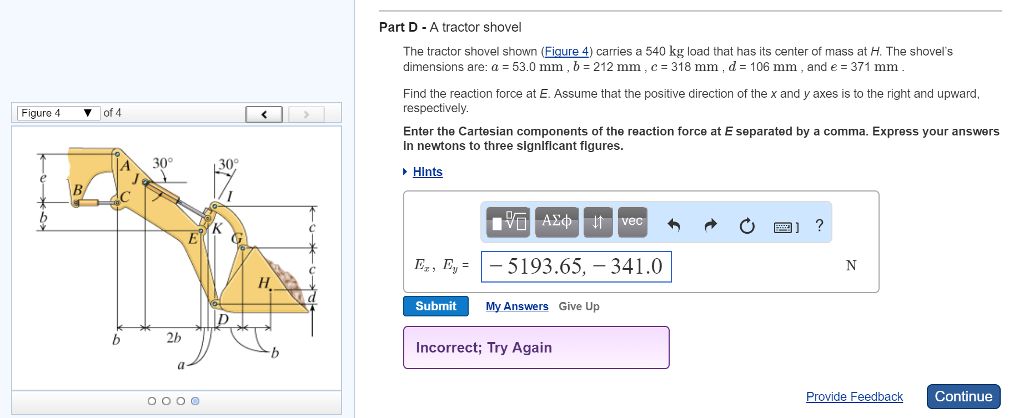 Solved Part D A Tractor Shovel The Tractor Shovel Shown Chegg