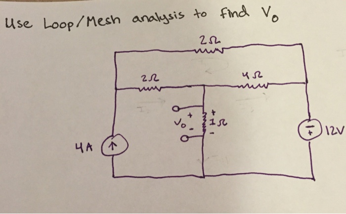 Solved Use Loop Mesh Analysis To Find Vo Chegg