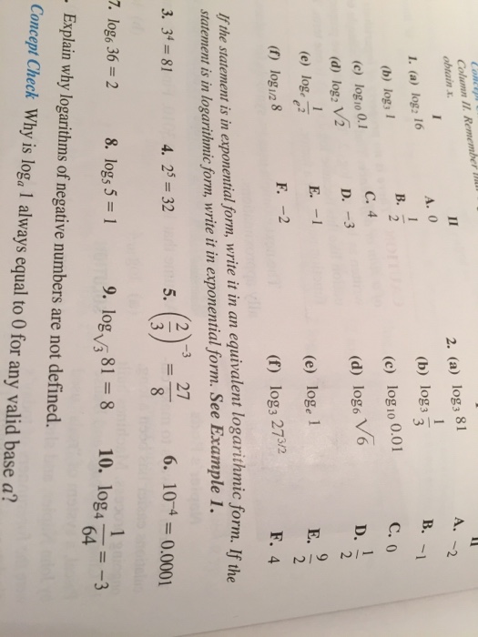 Solved If The Statement Is In Exponential Form Write It In Chegg