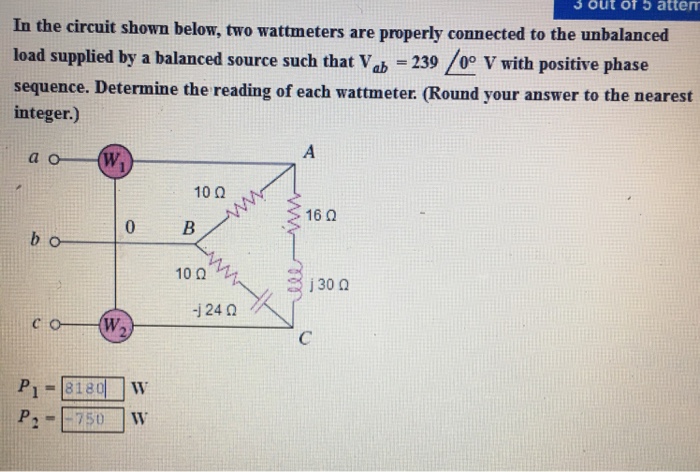 Solved In The Circuit Shown Below Two Wattmeters Are Chegg