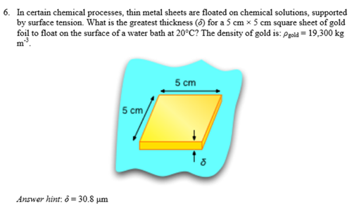 What is the density of gold?