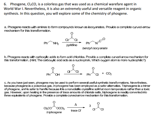 Solved: 6. Phosgene, Cl2CO, Is A Colorless Gas That Was Us ...