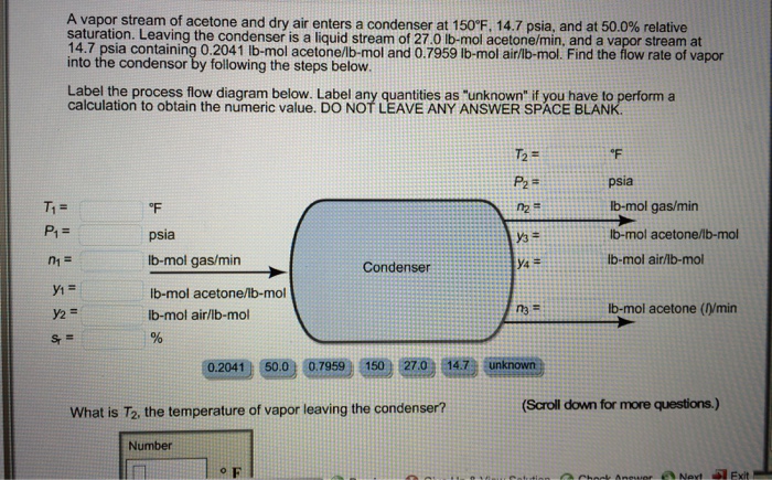 A Vapor Stream Of Acetone And Dry Air Enters A Chegg