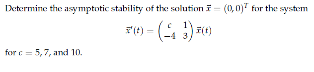 Solved Determine The Asymptotic Stability Of The Solution Chegg