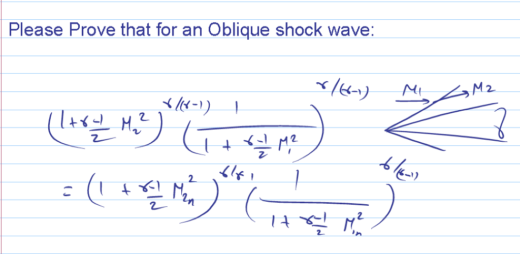 Solved Please Prove that for an Oblique shock wave 6 リ 2 Chegg