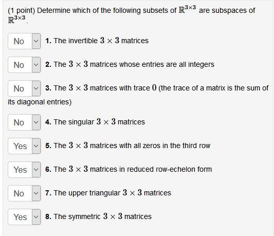 Solved Point Determine Which Of The Following Subsets Of Chegg