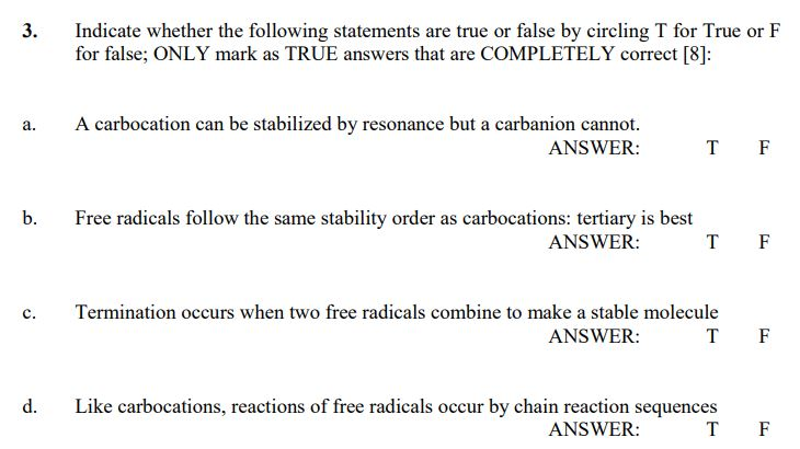 Solved Indicate Whether The Following Statements Are True Chegg