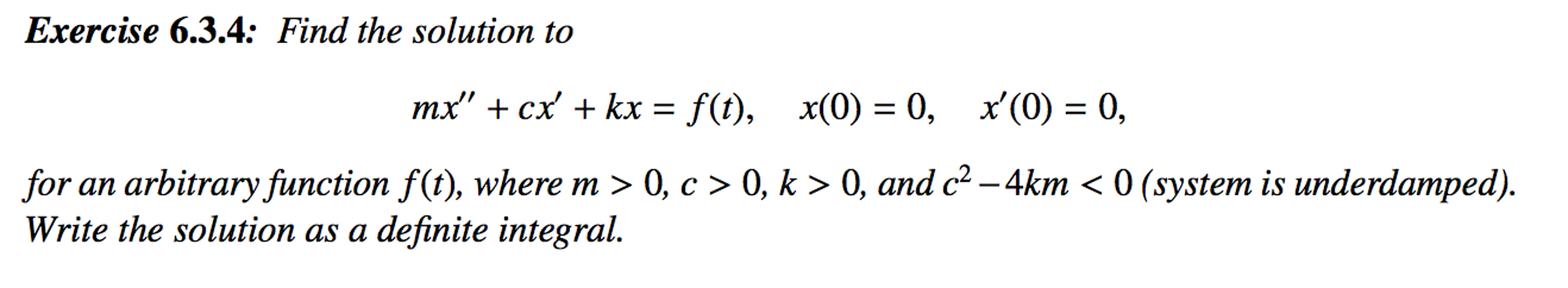 Solved Find The Solution To Mx Cx Kx F T X Chegg