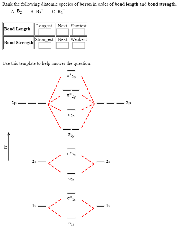 Solved: Rank The Following Diatomic Species Of Boron In Or... | Chegg.com