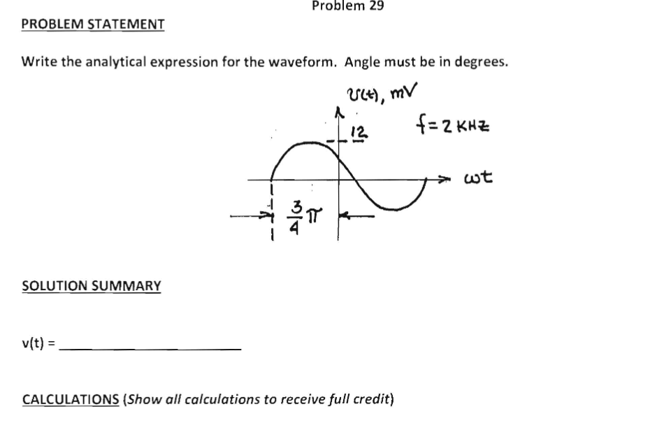 Solved Write The Analytical Expression For The Waveform Chegg