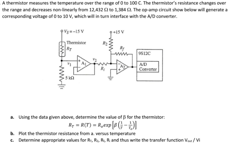 Solved A Thermistor Measures The Temperature Over The Ran...