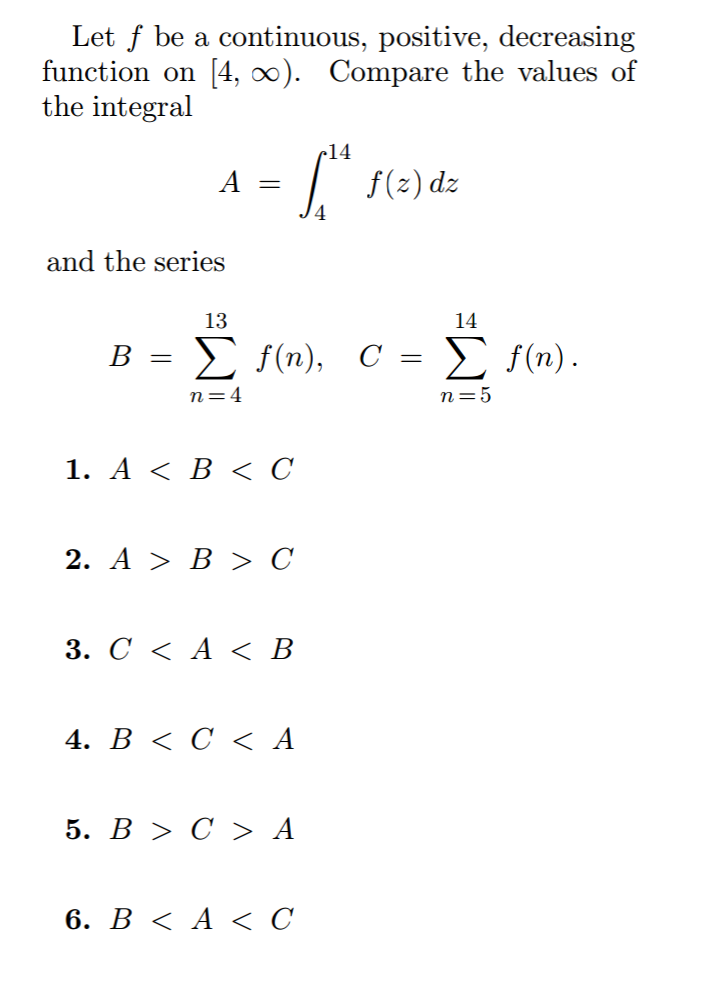 Solved Let F Be A Continuous Positive Decreasing Function Chegg