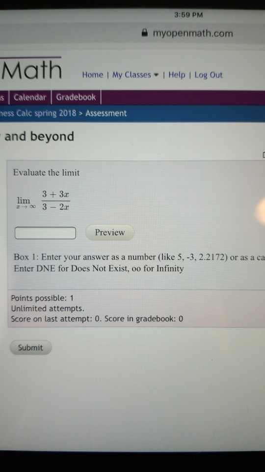 Solved 3 59 PM 을 myopenmath Math Home My Classes Chegg