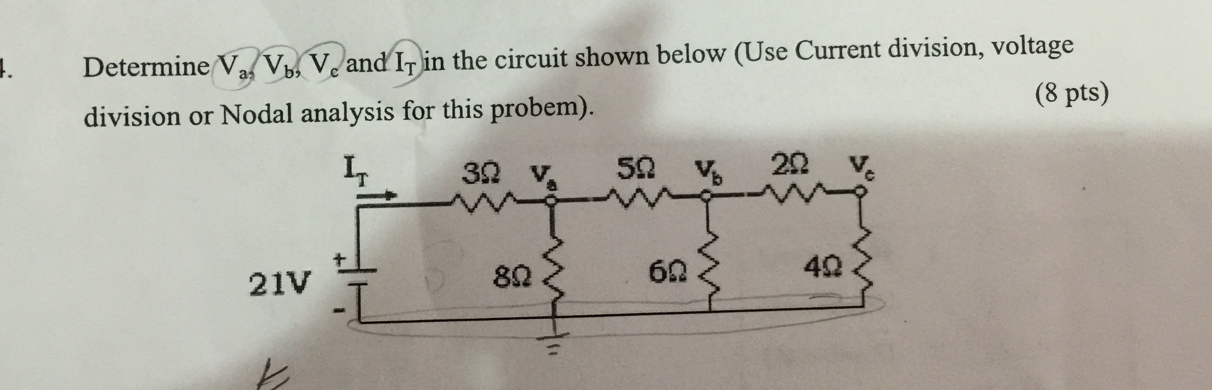 Solved Determine Va Vb Vc And It In The Circuit Shown Chegg