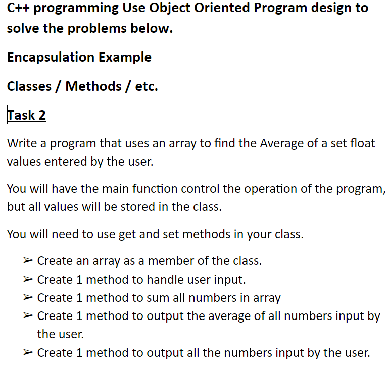 Solved Solve The Problems Below Encapsulation Example Chegg