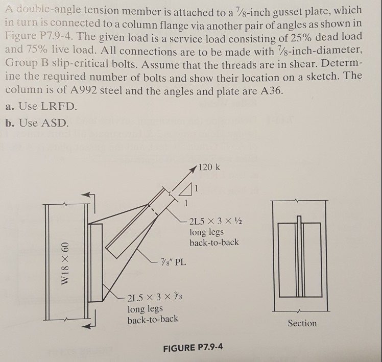 Solved A Double Angle Tension Member Is Attached To A Inch Chegg