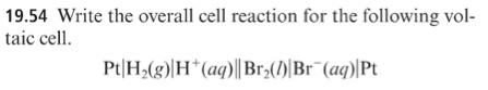 Solved Write The Overall Cell Reaction For The Following Chegg