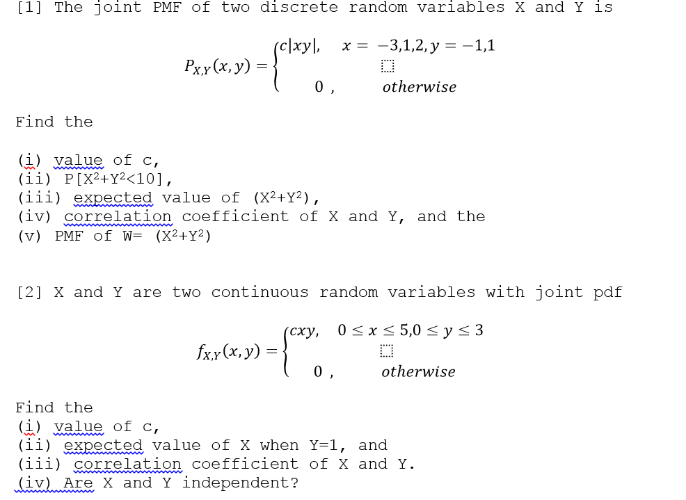 The Joint Pmf Of Two Discrete Random Variables X And Chegg