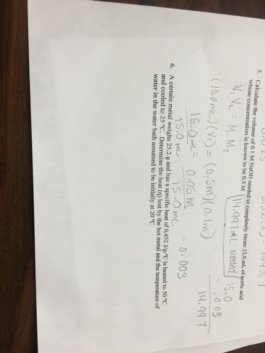 Solved Calculate The Volume Of 0 1 M NaOH Needed To Chegg