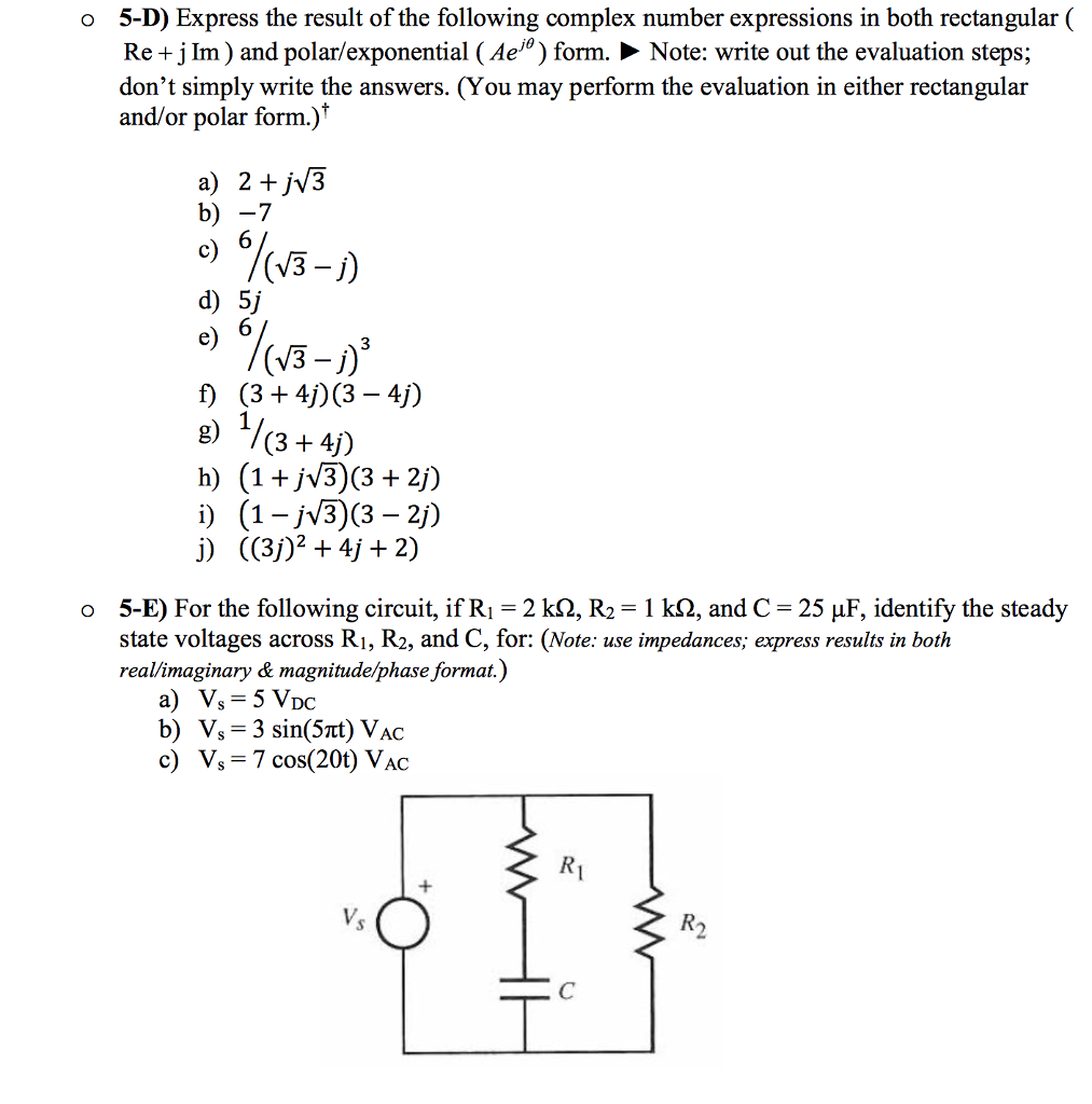 Solved 5-D) Express the result of the following complex