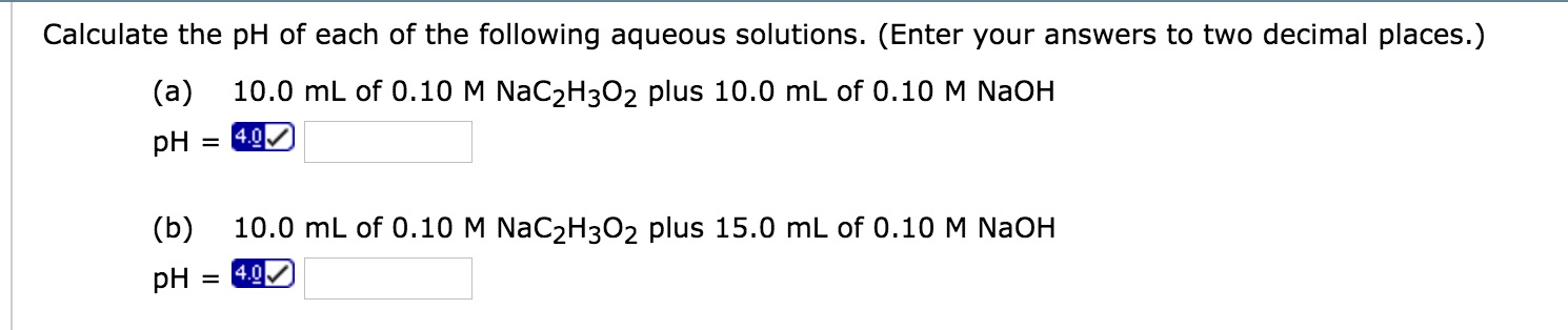 Solved Calculate The Ph Of Each Of The Following Aqueous Chegg