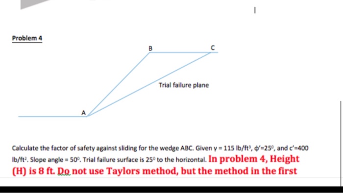 Solved Calculate The Factor Of Safety Against Sliding For Chegg