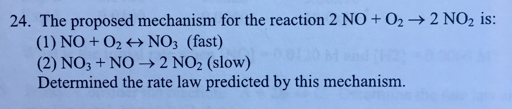 Solved The Proposed Mechanism For The Reaction No O Chegg