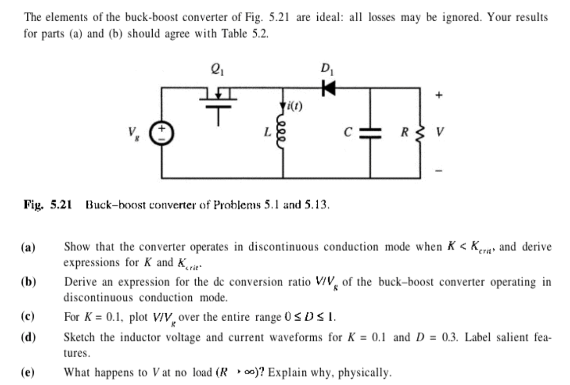 Solved: The Elements Of The Buck-boost Converter Of Fig. 5... | Chegg.com