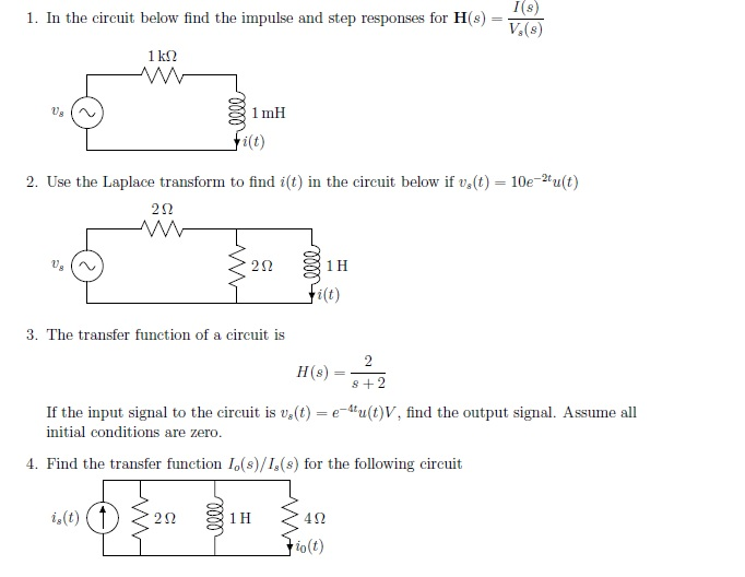 Solved In The Circuit Below Find The Impulse And Step Chegg