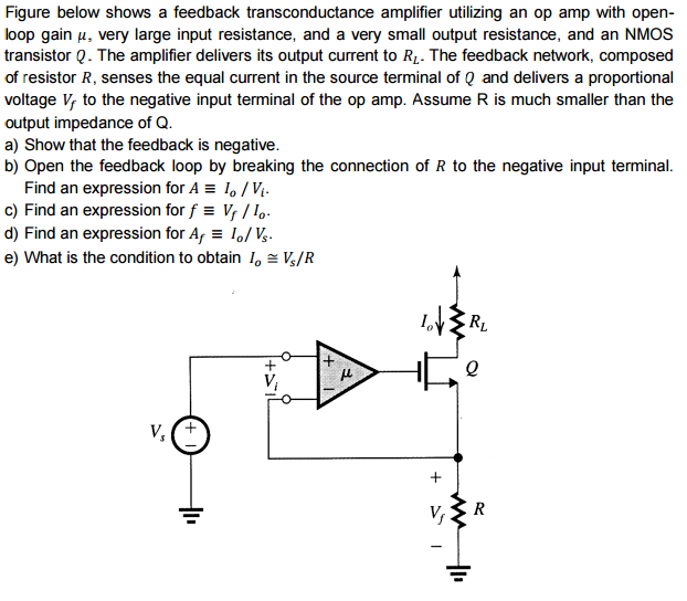 Solved Figure Below Shows A Feedback Transconductance Chegg